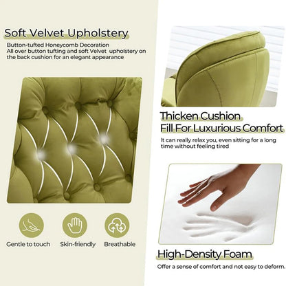 Velvet Swivel Armchair Set with Ottoman, Accent Chair