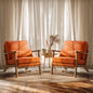 Wide Accent Chair Set of 2,Upholstered Mid Century Modern with Pillow