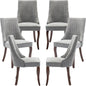 Velvet Upholstered Dining Chairs Set of 6 Mid Century Wood Legs