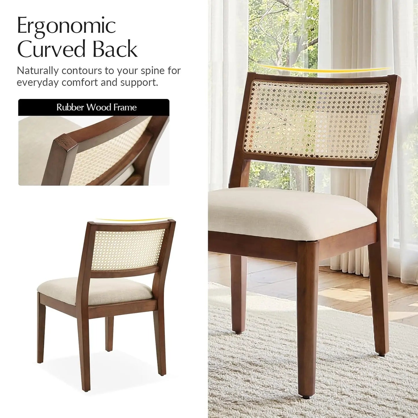 Dining Chairs Set of 2, French Solid Wood