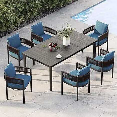 Outdoor Dining Set for 6, 7 PCS Patio Table and Chairs Set