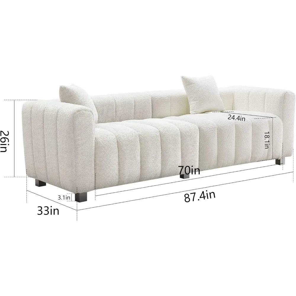 87.4'' Modern 3-Seater Sofa Bubble Couch, Velvet