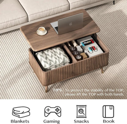Lift Top Coffee Table with Storage, Mid Century Modern