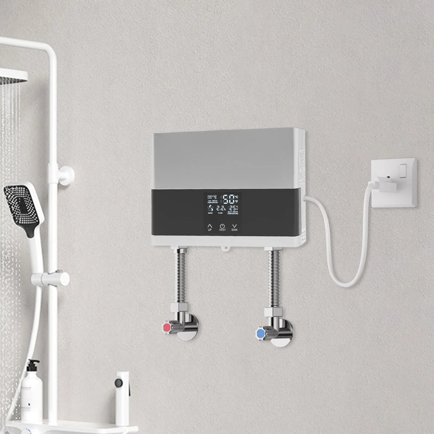 110V 4000W Mini Electric Water Heater,Silver/Gold, ABS