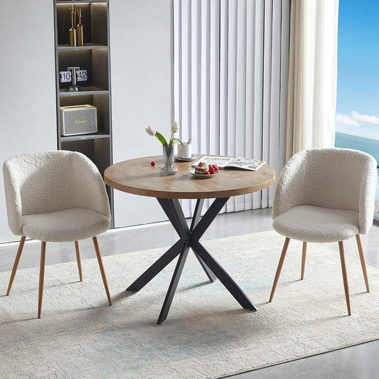 3 Pieces Dining Table Set for 2, Round  Tabletop