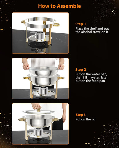 Chafing Dish Set for Buffet, 5QT, Food Warmer with Glass Lid & Holder