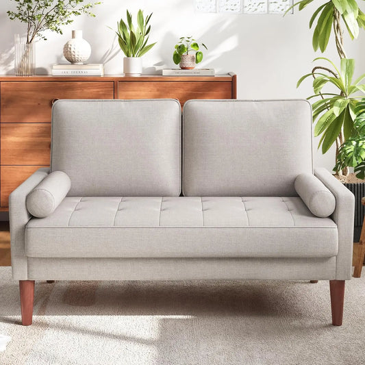 Loveseat Sofa with Solid Wood Legs, 48"