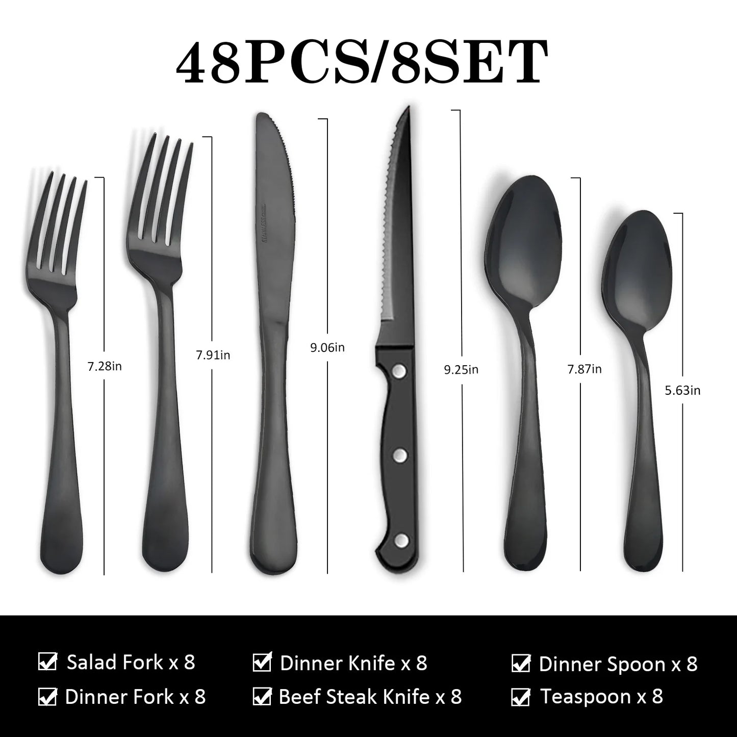 48PCS Flatware Set, High Quality Construction
