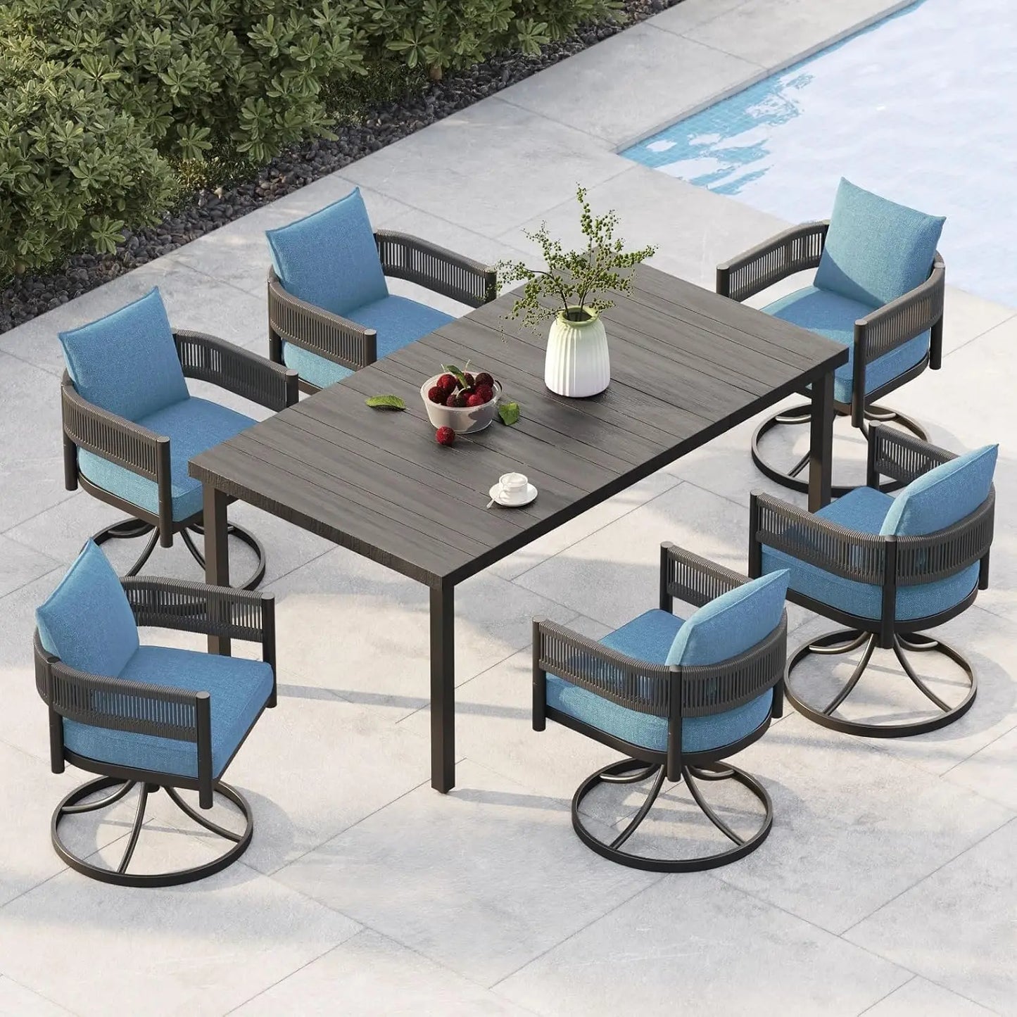 Outdoor Dining Set for 6, 7 PCS Patio Table and Chairs Set