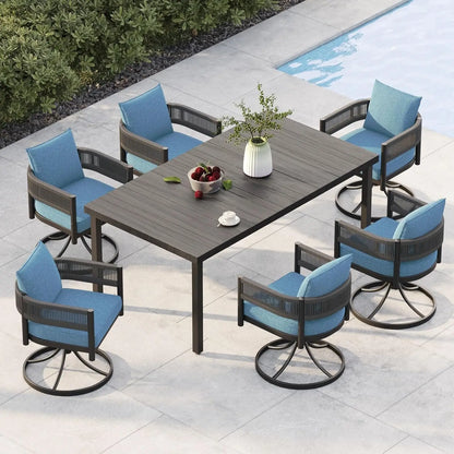 Outdoor Dining Set for 6, 7 PCS Patio Table and Chairs Set