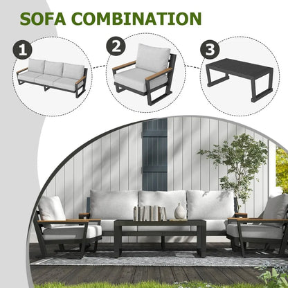 Aluminum Outdoor Furniture with Coffee Table,5 Seats Patio Furniture Set