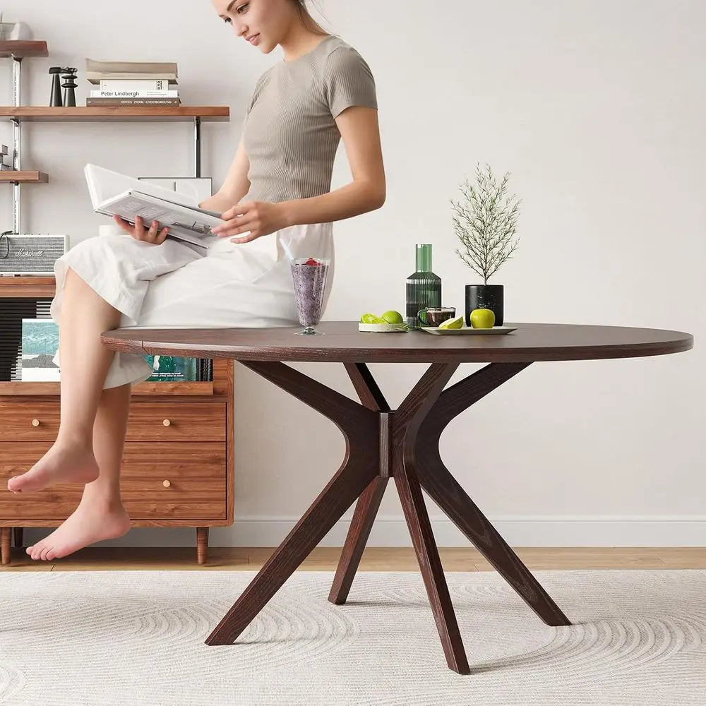 47.2" Solid Wood Round Dining Kitchen Table