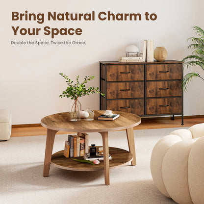 32IN Wood Round Coffee Table