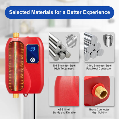 3000W Instant Water Heater 68-122℉ Kitchen Mini