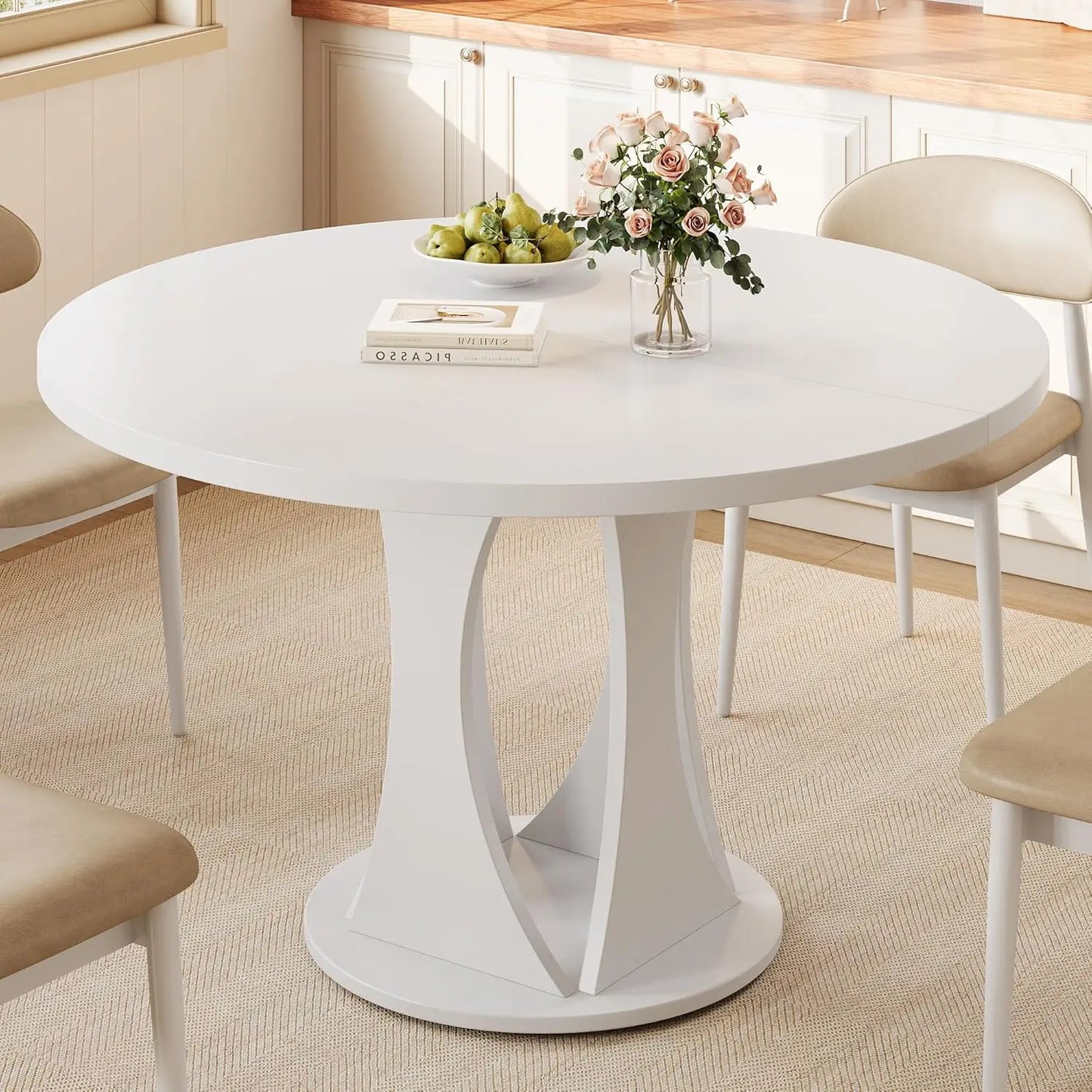 Round Dining Table for 4-6, Kitchen Table