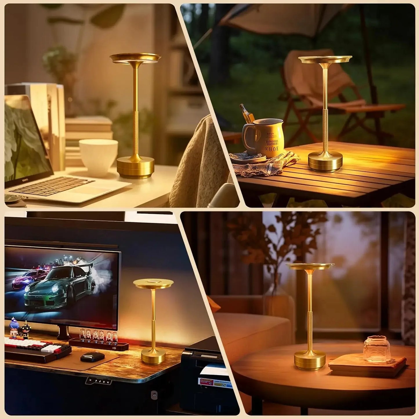 2PCS Rechargeable Wireless Table Lamp , Touch Lamp
