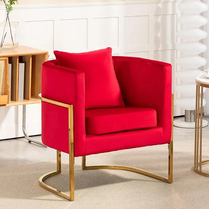 Mid-Century Velvet Accent Chair with Barrel Arms