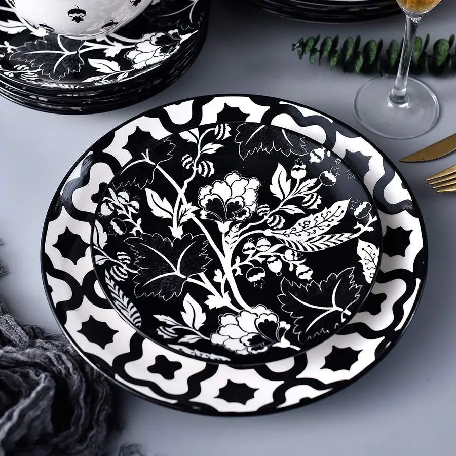 Set Ceramic Plates and Bowls for 4