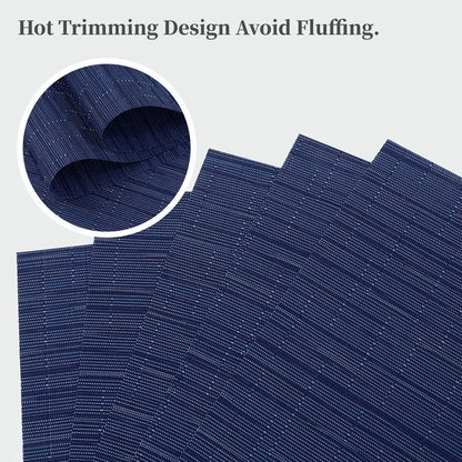 Blue Placemats Set of 12 Heat Resistant NonSlip Place mats for Dining Table, Washable Durable PVC Vinyl Woven Table MatsBlue, 12