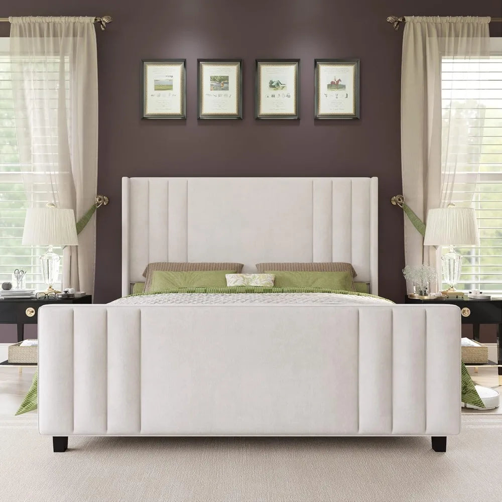 Queen Size, Velvet Upholstered Platform Bed