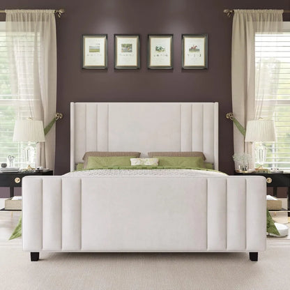 Queen Size, Velvet Upholstered Platform Bed