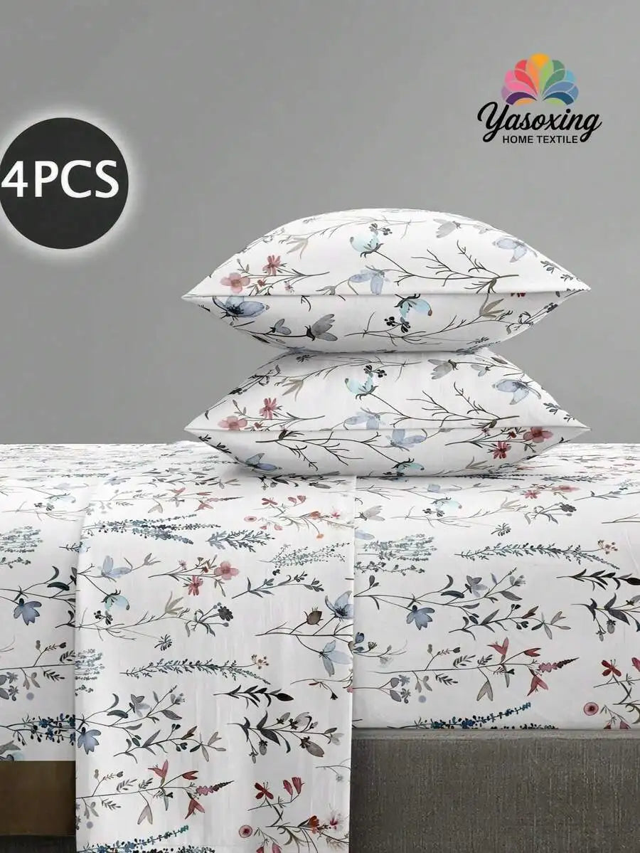 4-Piece Floral Microfiber Bedding Set