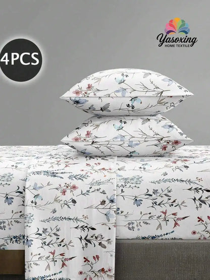 4-Piece Floral Microfiber Bedding Set