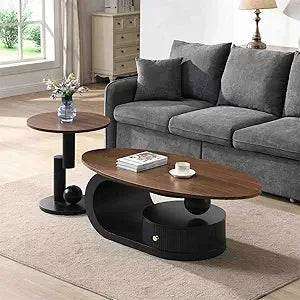 Modern Nest Coffee Table, Oval Table Top