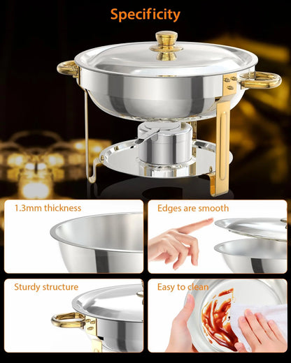 Chafing Dish Set for Buffet, 5QT, Food Warmer with Glass Lid & Holder