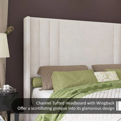 Queen Size, Velvet Upholstered Platform Bed