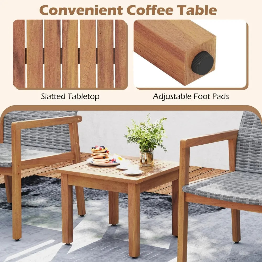 3 Pieces Patio Furniture Set, with Chairs & Coffee Table