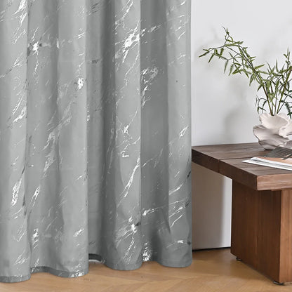 2pcs Luxury Marble Pattern Curtains with Rod Pocket, Blackout Curtains for Living Room, Bedroom, Home Decor, Window Curtains