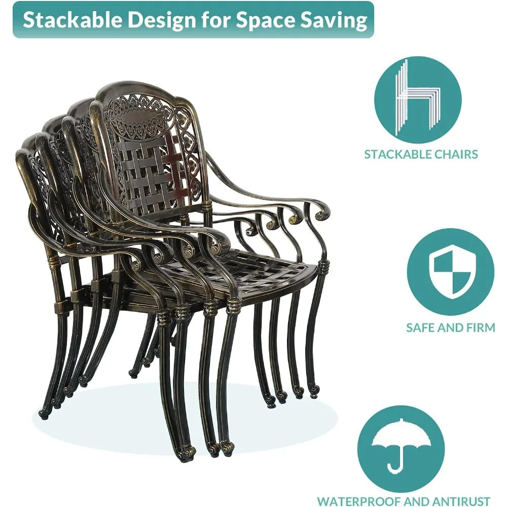 3 Piece Outdoor Patio Set, Cast Aluminum