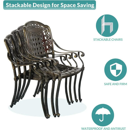 3 Piece Outdoor Patio Set, Cast Aluminum