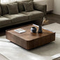 35.43" Luxury Walnut Wood Square Coffee Table, 
 Storage