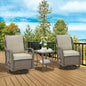 3-Piece Wicker Swivel Rocking Patio Set, 2 Chairs & Glass Table,