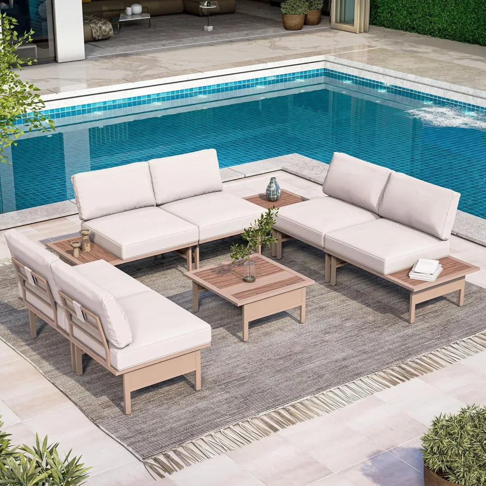 8 Pieces Patio Furniture Set, Outdoor Metal Frame