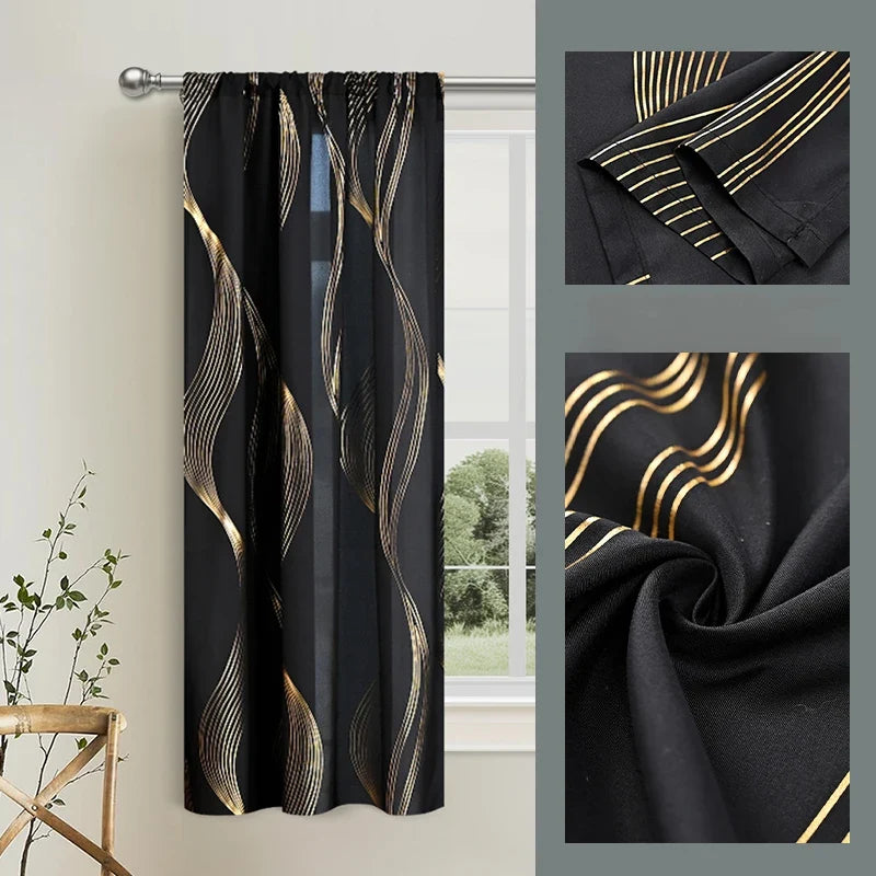 2pcs Luxury Marble Pattern Curtains with Rod Pocket, Blackout Curtains for Living Room, Bedroom, Home Decor, Window Curtains