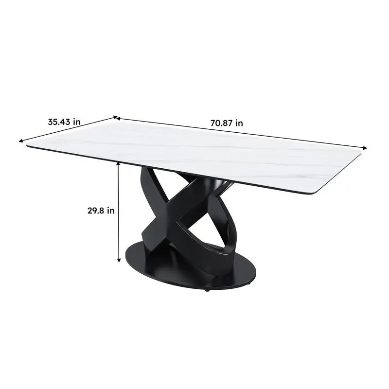 71" Rectangular Dining Table with Centered Stone Top