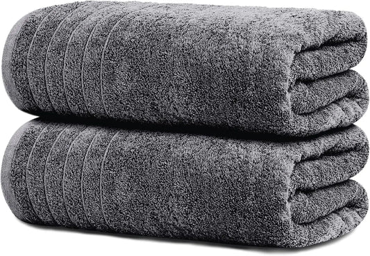 Extra Large Bath Towels Pack, 100% Cotton, Quick-Dry