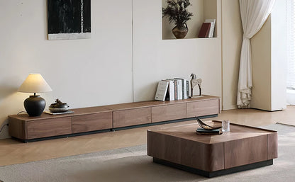35.43" Luxury Walnut Wood Square Coffee Table, 
 Storage