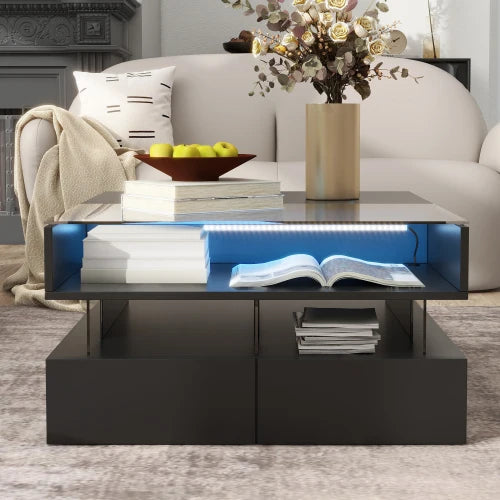 Lift-Top Coffee Table with 2 Drawers, Modern