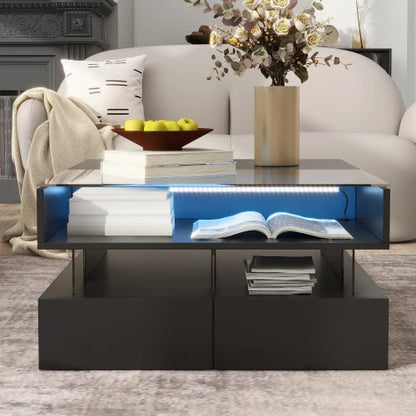 Lift-Top Coffee Table with 2 Drawers, Modern