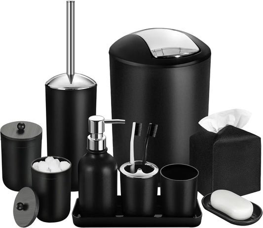 10Pcs Black Bathroom Accessory Set
