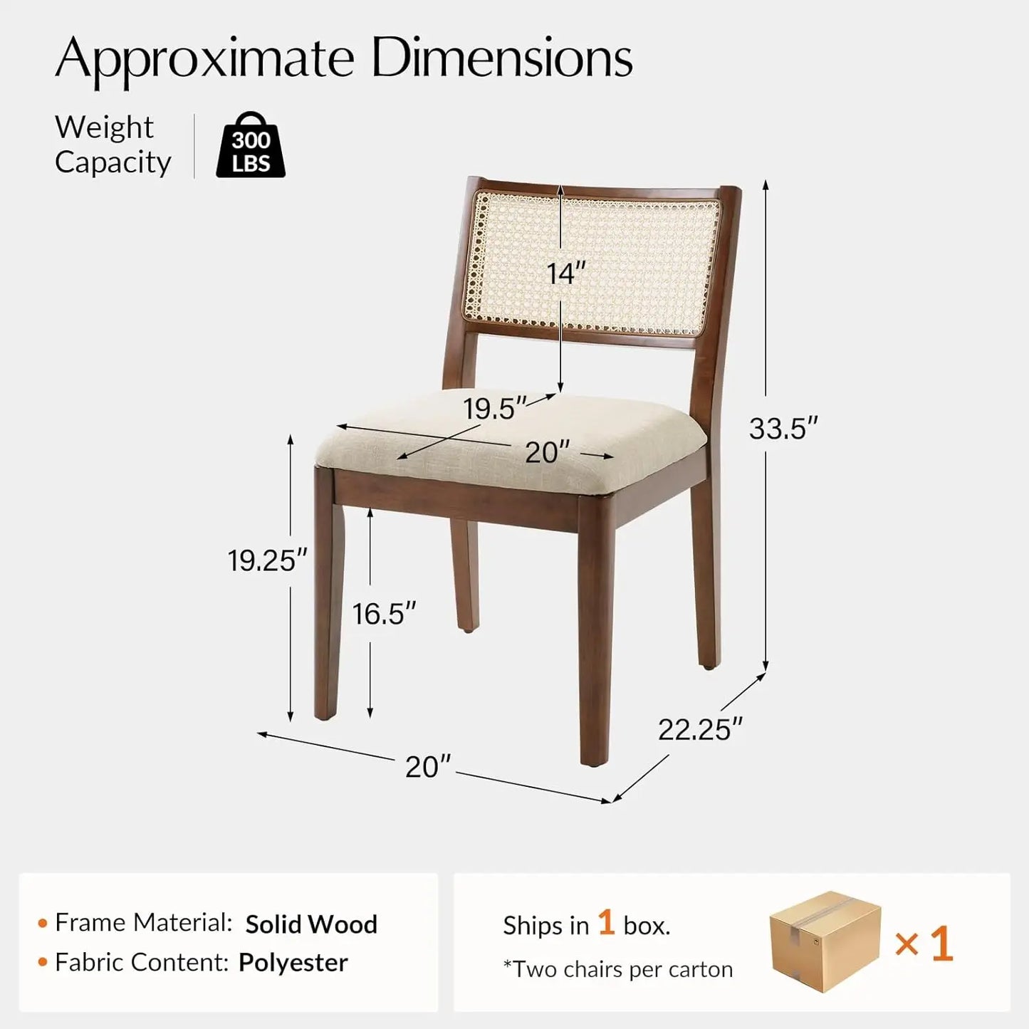 Dining Chairs Set of 2, French Solid Wood