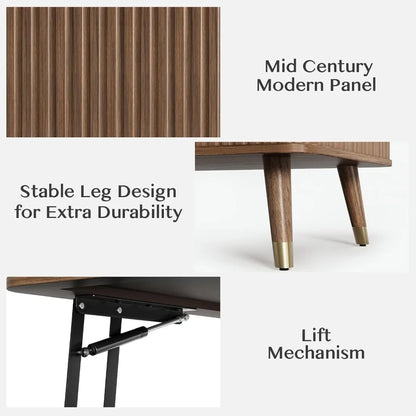 Lift Top Coffee Table with Storage, Mid Century Modern