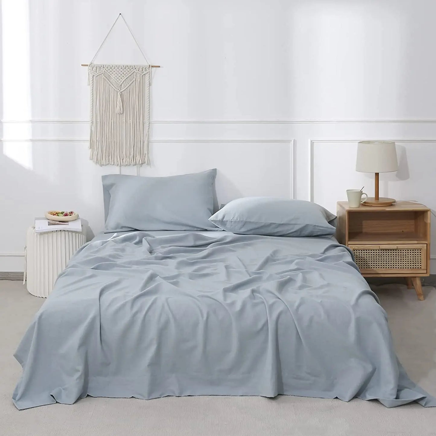 3/4Pcs Solid Color Belgian Linen Cotton