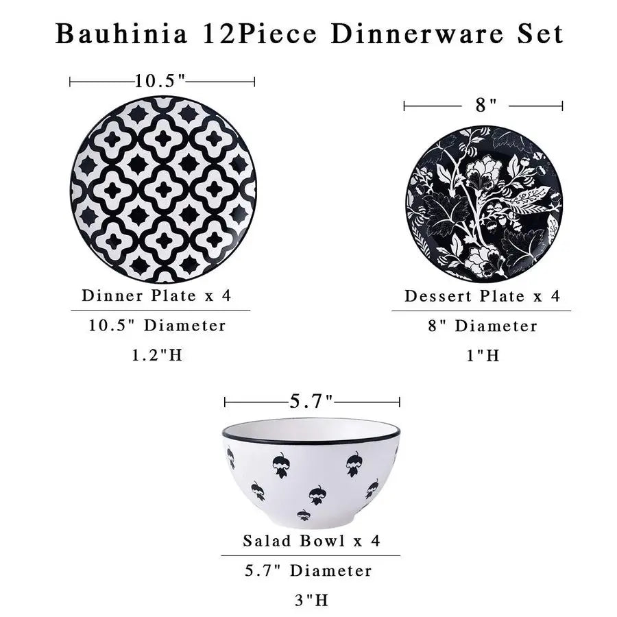 Set Ceramic Plates and Bowls for 4