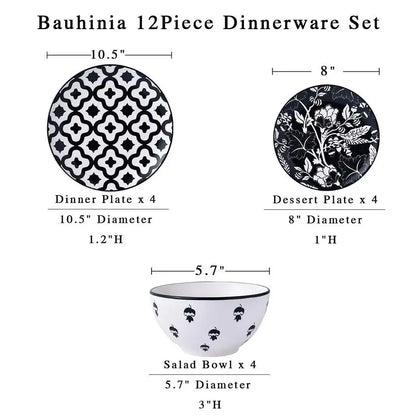 Set Ceramic Plates and Bowls for 4