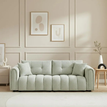 91.5" Mid-Century Modern Boucle Sofa Rolled Arms